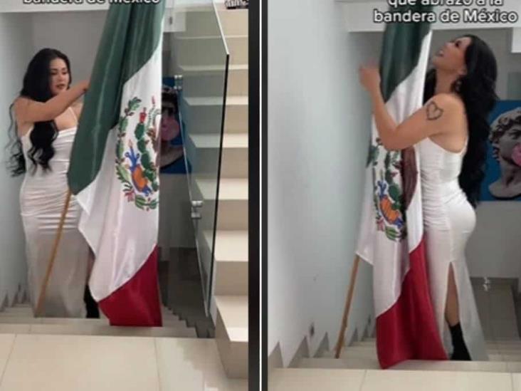 ¡No la perdonan! Redes estallan contra Gomita por arrastrar la bandera de México