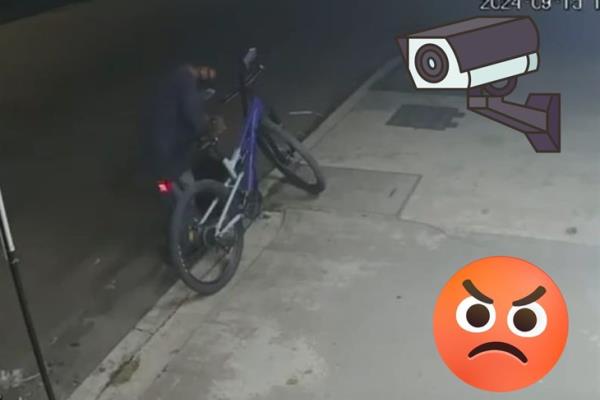 Cámaras captan robo de bicicleta en la Colonia Margarita Maza de Xalapa