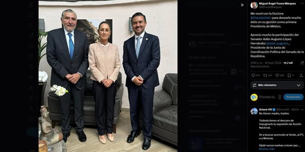 ¿Negociando algún puesto? Sorprende foto de Yunes Márquez con Claudia Sheinbaum