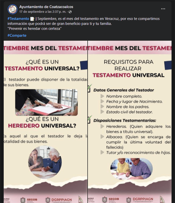 Testamento universal: ¿cuáles son los requisitos para realizarlo en Coatzacoalcos?