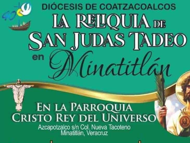 Todo listo para recibir reliquias de San Judas Tadeo en Minatitlán