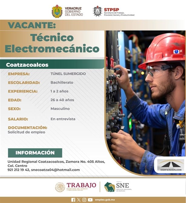 Túnel Sumergido ofrece vacante de técnico electromecánico: aquí los requisitos