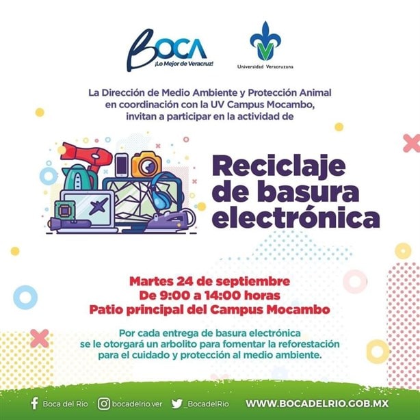 Anuncian campaña de recolección y reciclaje de basura electrónica en Boca del Río