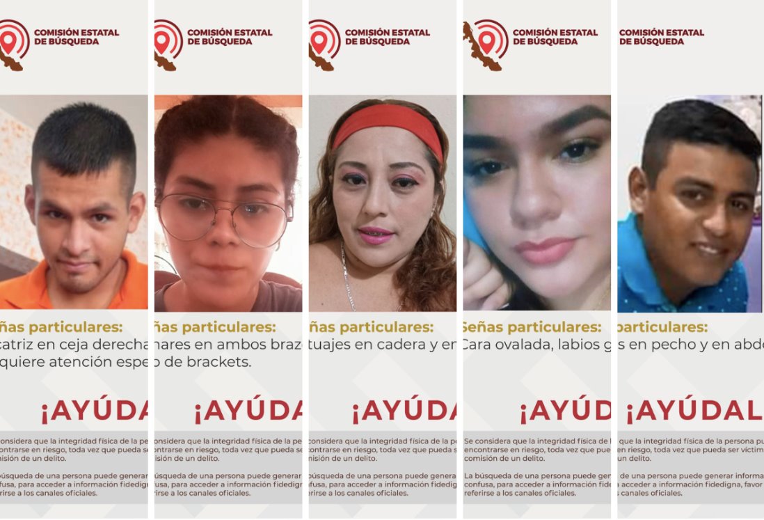 Tres mujeres y dos hombres desaparecieron durante septiembre de 2024 en Veracruz