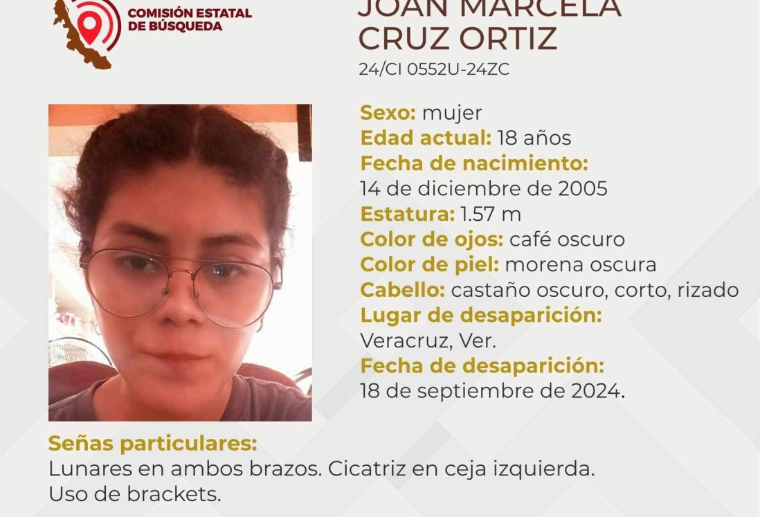 Buscan a Joan Marcela Cruz, joven de 18 años desaparecida en el puerto de Veracruz