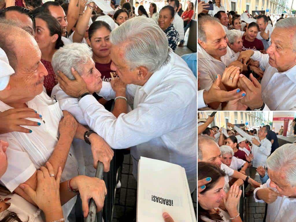 Ameno reencuentro de AMLO con la familia Robles en su última visita a Veracruz