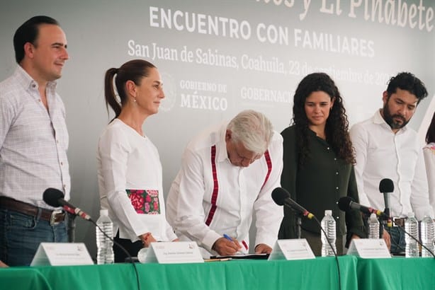 Rescate de mineros de Pasta de Conchos y El Pinabete continuará, AMLO y Sheinbaum firman convenio