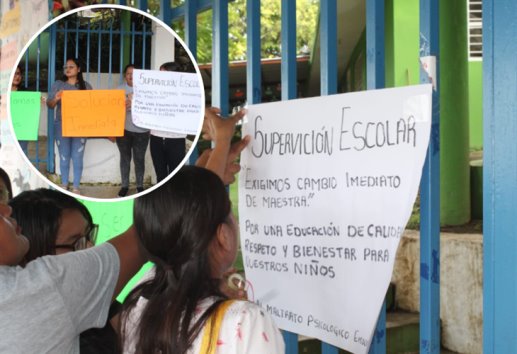 Protestan en jardín de niños de Misantla; denuncian presunto maltrato por parte de docente