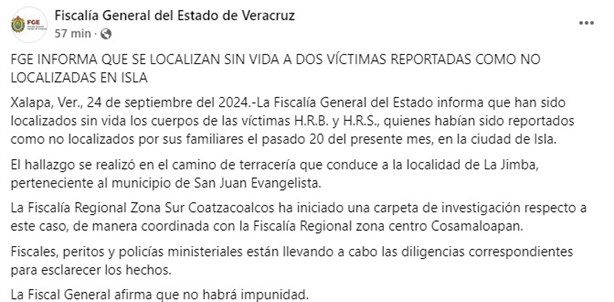 Confirma Fiscalía muerte de Hipólito Rodríguez y su padre, eran los ejecutados en San Juan Evangelista