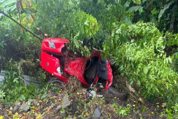 Automóvil termina destruido en choque sobre la carretera Cosamaloapan-Tuxtepec