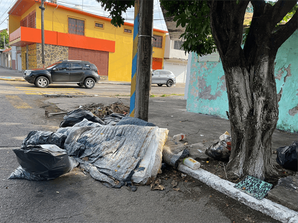 Vecinos de la colonia Zaragoza en Veracruz denuncian acumulación de basura frente a escuela