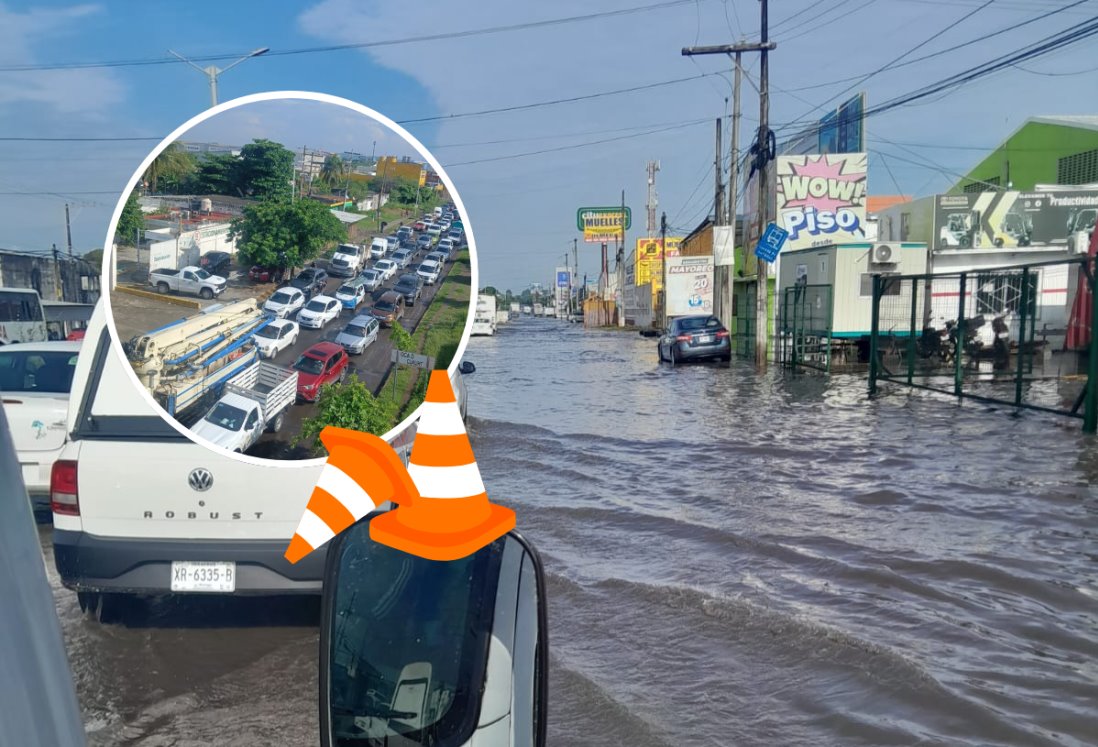 Tráfico intenso en carretera Veracruz - Xalapa por inundaciones