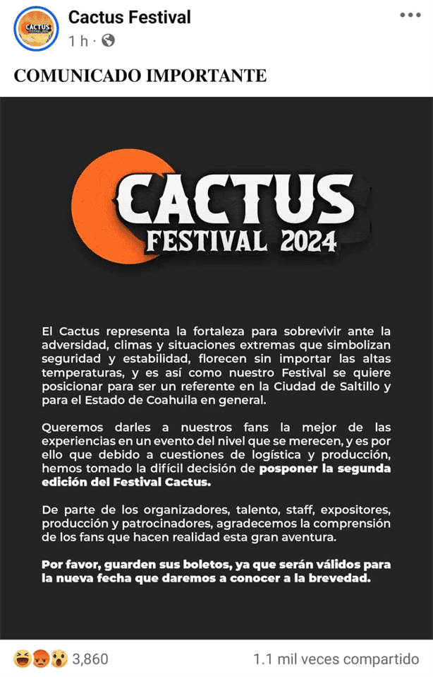 Denuncian a productores del Summer Fest por fraude tras cancelar Cactus Festival en Saltillo