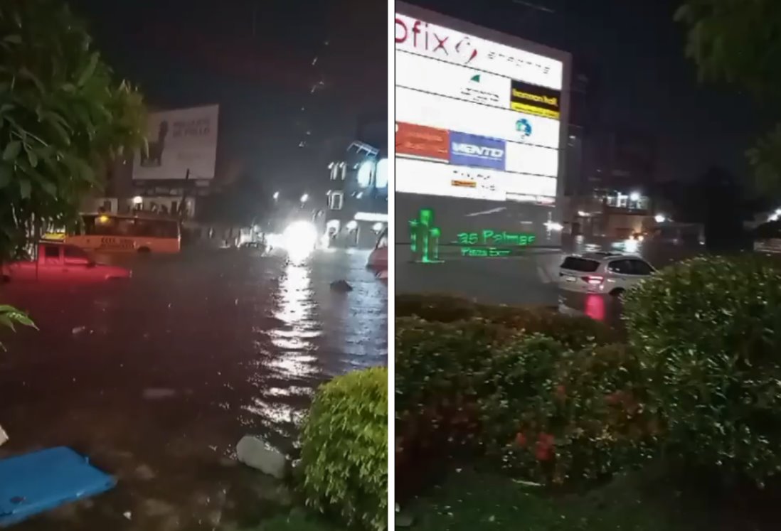 Automóviles y camiones quedan varados en avenidas de Boca del Río por lluvias