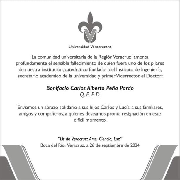 Fallece Bonifacio Carlos Alberto Peña, fundador del Instituto de Ingeniería de la UV