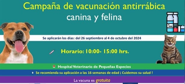 Fecha y hora en que la UV región Veracruz aplicará vacunas antirrábicas gratuitas