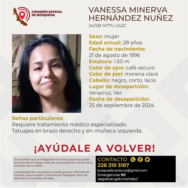 Desaparece la joven Vanessa Minerva Hernández Núñez en Veracruz