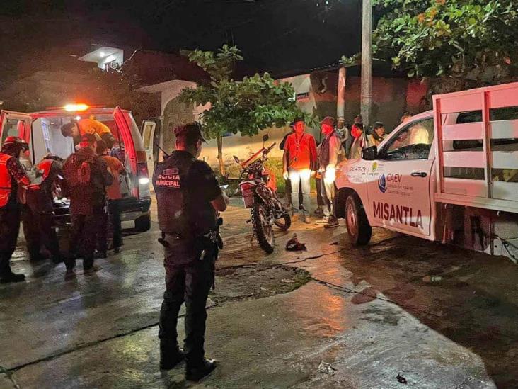 Percance vehicular deja a motociclista herido en Misantla