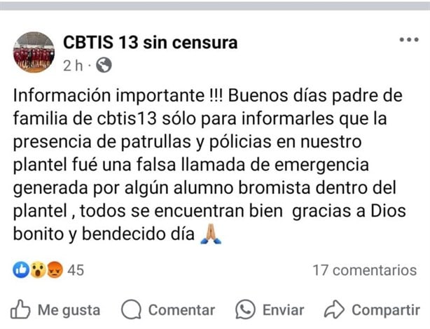 Tensión en CBTIS 13 de Xalapa: ¿Estudiante armado o una broma peligrosa?