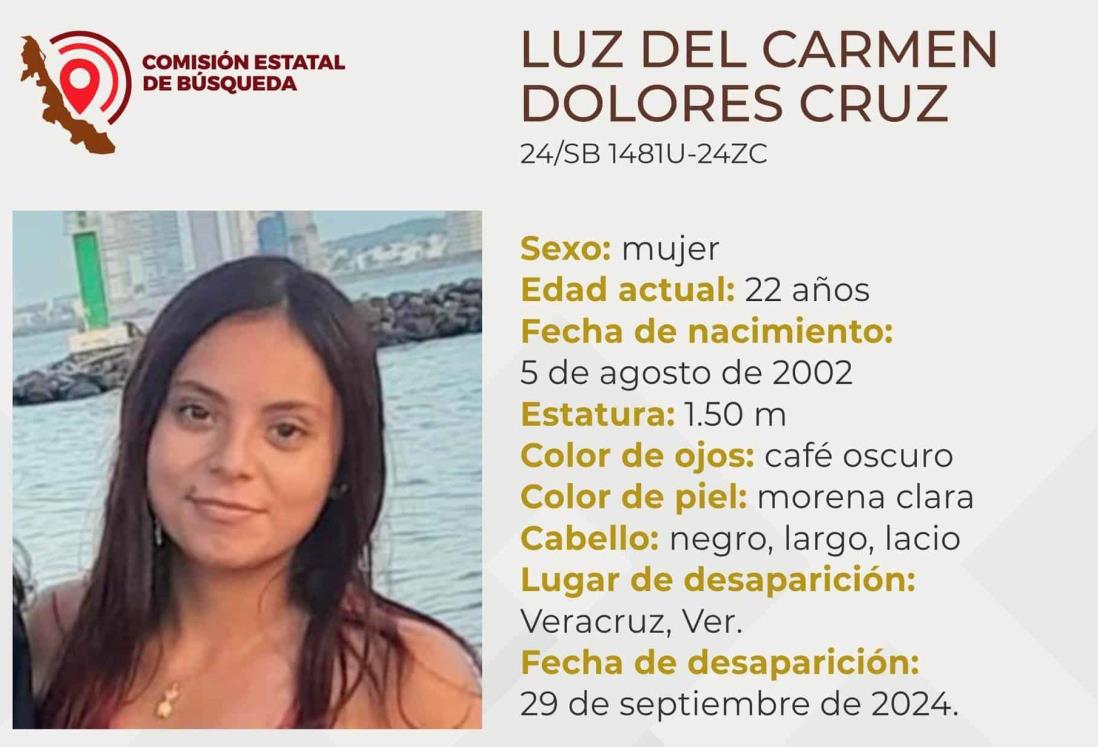 Desaparece en Veracruz la joven Luz del Carmen Dolores Cruz