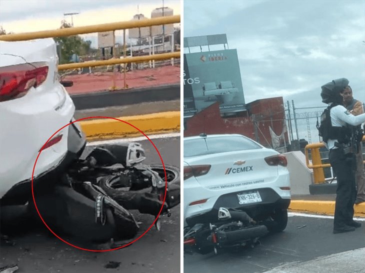 Motociclista se impacta contra un auto en la avenida Lázaro Cárdenas de Xalapa