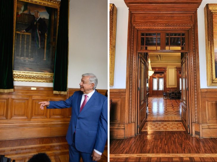 López Obrador devela su cuadro en la Galería de Presidentes en Palacio Nacional