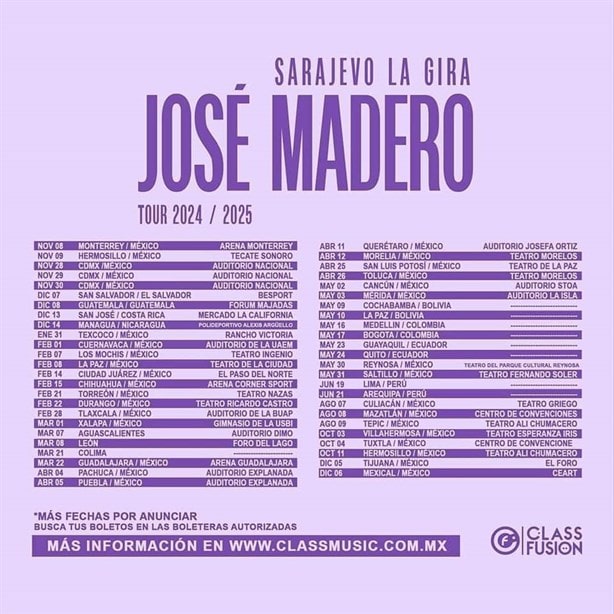 José Madero regresa a Xalapa en 2025 con su tour Sarajevo La Gira: fecha y detalles 