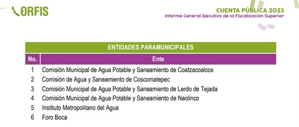 Orfis: presunto daño patrimonial de casi 7 mdp en entidades paramunicipales en 2023