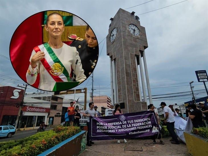 ¡También en Poza Rica! Trabajadores del PJF piden diálogo con Claudia Sheinbaum