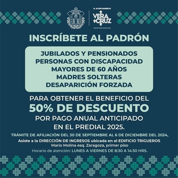 Predial en Veracruz 2024: estas personas pueden inscribirse al padrón y obtener el 50% de descuento