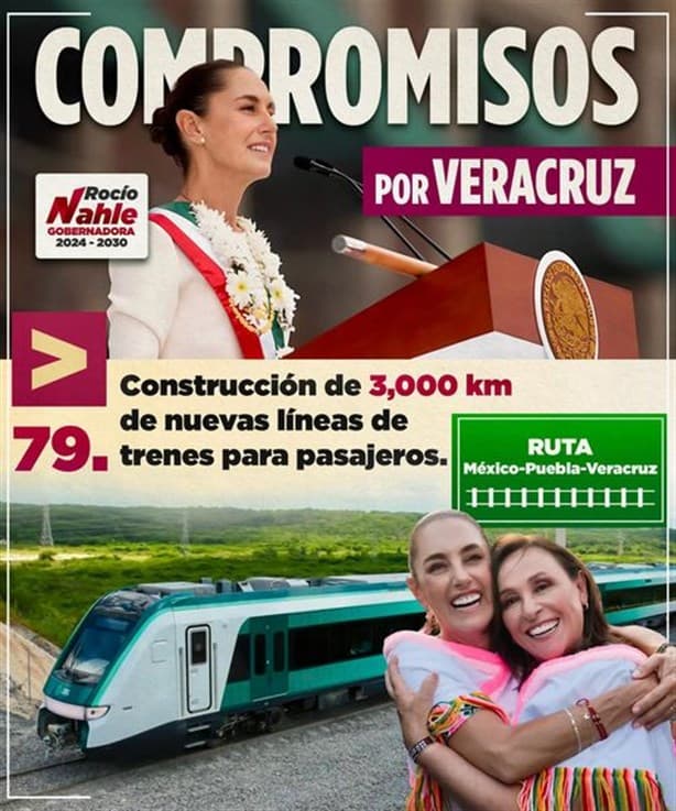 ¿Cuánto recorrerá el tren de pasajeros que Claudia Sheinbaum prometió para Veracruz?