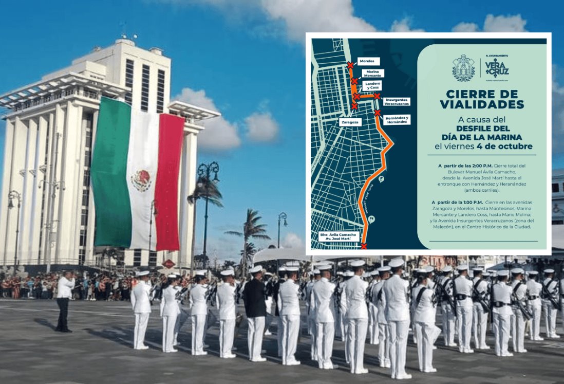 Cierre del bulevar de Veracruz Manuel Ávila  Camacho por desfile del Día de la Marina