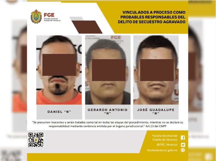 3 hombres son vinculados a proceso por delito de secuestro en Misantla