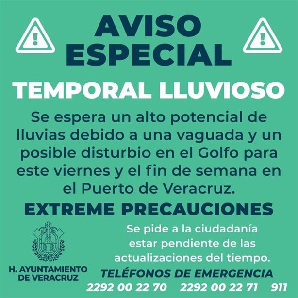 Activan aviso especial por temporal lluvioso en Veracruz