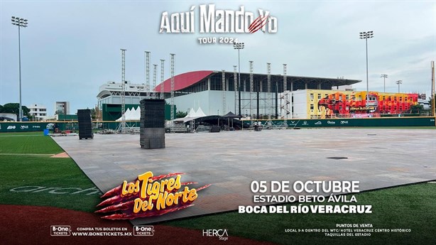 Así luce el escenario para el concierto de Los Tigres del Norte en Veracruz este 05 de octubre