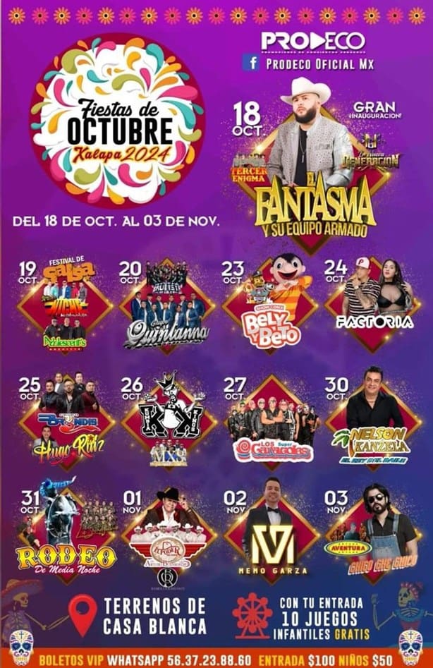 Fiestas de Octubre en Xalapa: ¿Cuándo inician y qué artistas vienen?