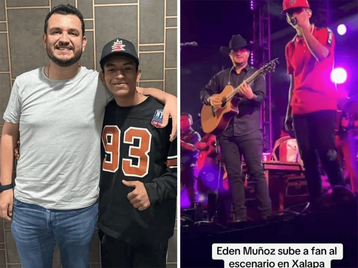 ¡Orgullo! joven veracruzano firma con Edén Muñoz; cantante lo subió al escenario en Xalapa