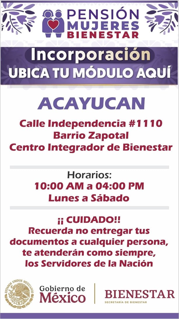 Pensión Mujeres Bienestar: Así puedes ubicar tu modulo en Acayucan