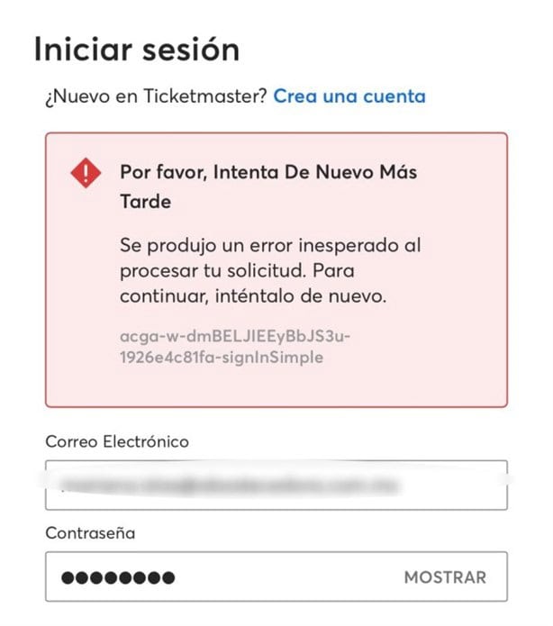 ¿Se cayó Ticketmaster? Usuarios reportan error al iniciar sesión