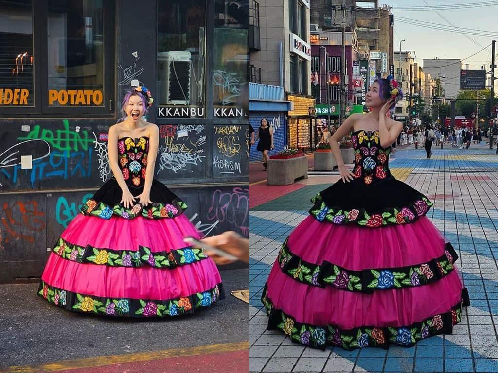 Conocida influencer celebró sus XV años en Corea con un vestido típico del Istmo de Tehuantepec