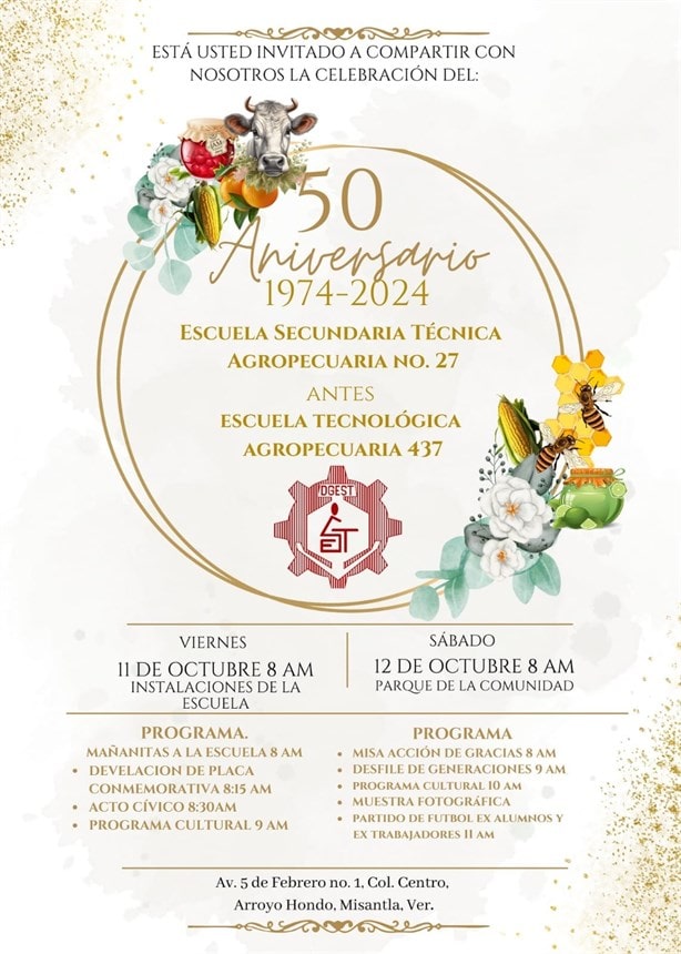 Secundaria Técnica Agropecuaria 27 de Misantla celebra su 50 Aniversario