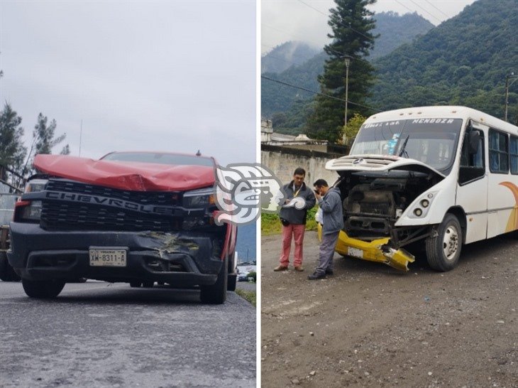 Se registra choque entre autobús de pasaje y camioneta en la autopista Puebla-Orizaba