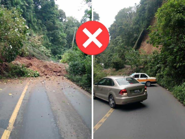 ¡Cuidado! Por deslave, permanece cerrada la carretera Coscomatepec-Huatusco