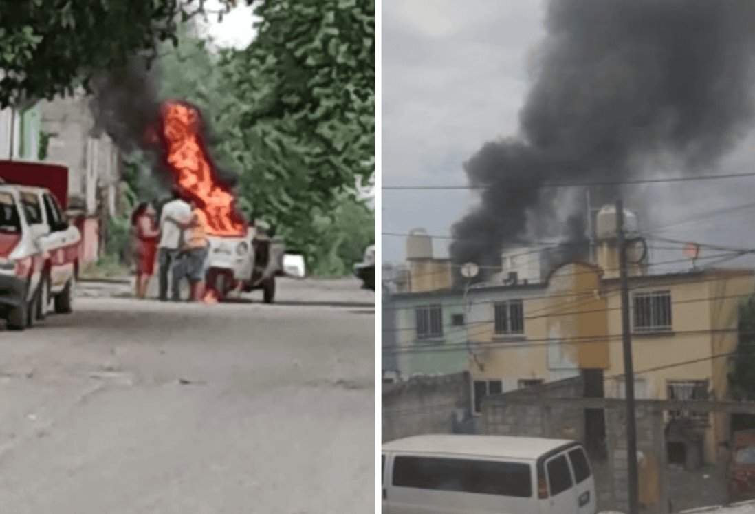 Reportan incendio de mototaxi en Fraccionamiento La Florida de Veracruz | VIDEO