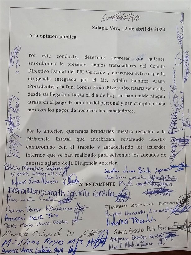 Trabajadores del PRI Veracruz acusan falta de pagos quincenales