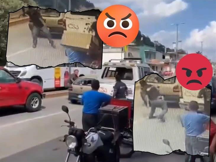 ¡Se rompen los vidrios! Automovilistas protagonizan batalla campal en Río Blanco