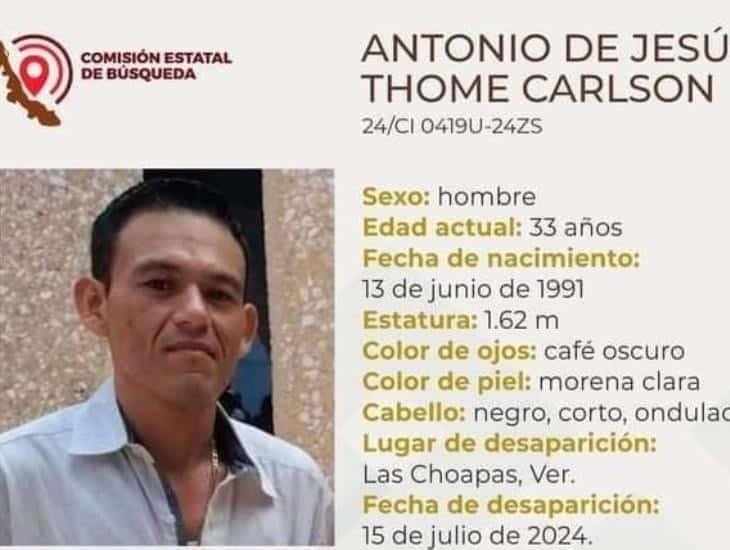 Buscan a Antonio Thome en Las Choapas, lleva casi 3 meses desaparecido