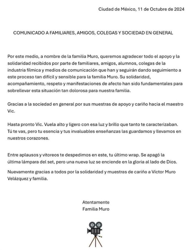 Vuela alto y ligero: la emotiva despedida de la familia de cineasta Víctor Muro, asesinado en Xalapa