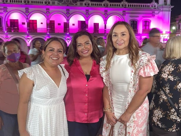 Realizan encendido rosa en el Palacio Municipal de Veracruz