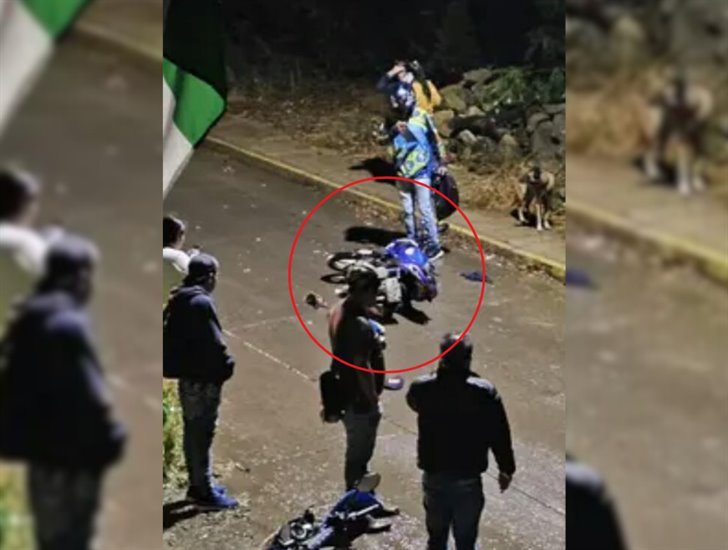 ¡Iba sin casco! motociclista se accidenta en la Reserva de Xalapa 